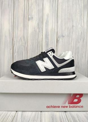 New balance 574 black white logo3 фото