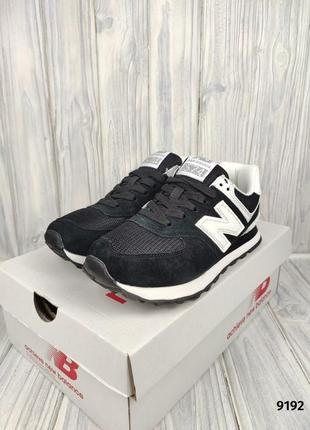 New balance 574 black white logo7 фото