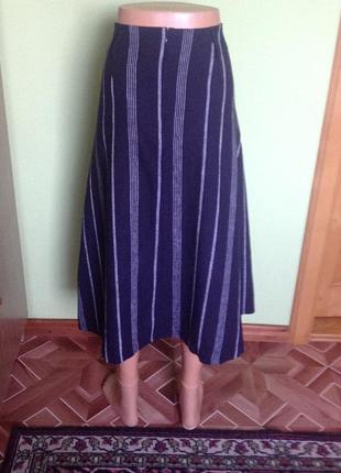 Льняная юбка в полоску с карманами размер 162 фото