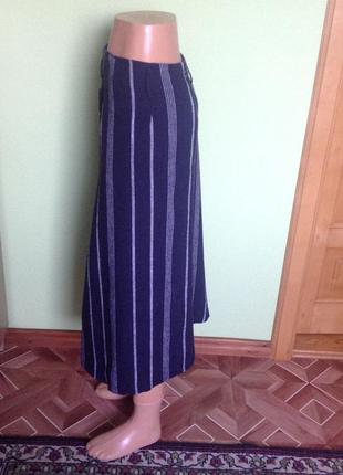 Льняная юбка в полоску с карманами размер 163 фото
