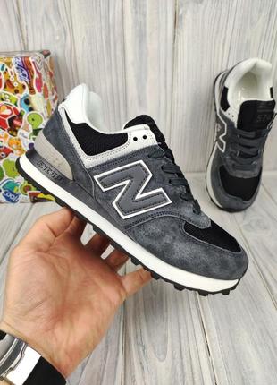 New balance 574 gray black white2 фото