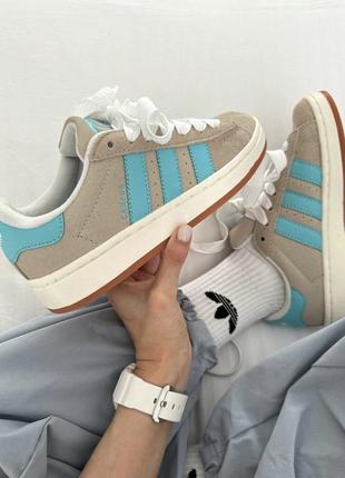 Адидас кампус кеды серые с бежевым adidas campus beige / blue"