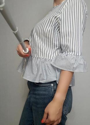 Полосатая легкая блуза с баской, рюшами primark 16-18 размер2 фото