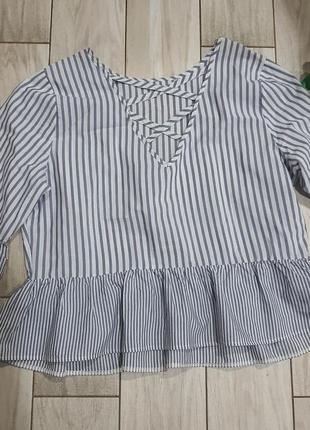 Полосатая легкая блуза с баской, рюшами primark 16-18 размер3 фото