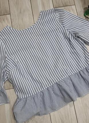 Полосатая легкая блуза с баской, рюшами primark 16-18 размер5 фото