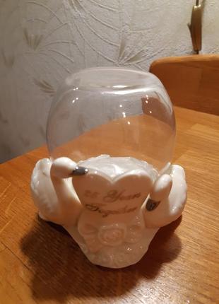 Красивый подсвечник лебеди ( 25 лет вместе)