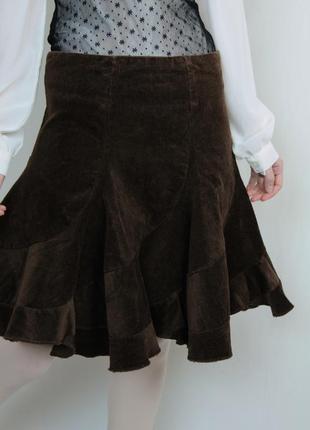 Юбка вельветовая миди короткая коричневая бархатная длинная макси винтаж винтажная3 фото