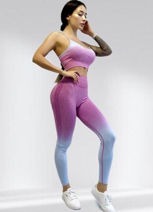 Костюм для фитнеса женский lilafit комплект лосины пуш ап и топ розовый s (lfs000018)