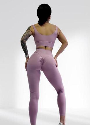Костюм для фитнеса женский lilafit комплект лосины пуш ап и топ розовый m (lfs000054)3 фото