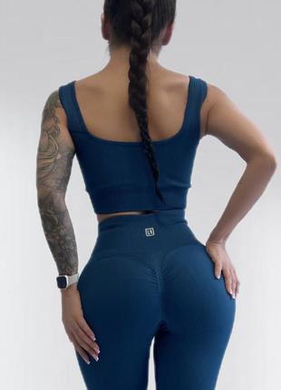 Костюм для фітнесу жіночий lilafit комплект лосіни та топ синій s (lfs000016)