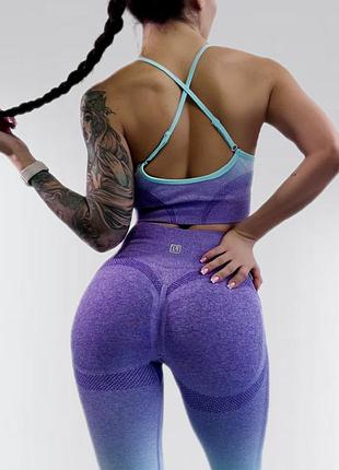 Костюм для фитнеса женский lilafit комплект лосины пуш ап и топ сиреневый l (lfs000036)