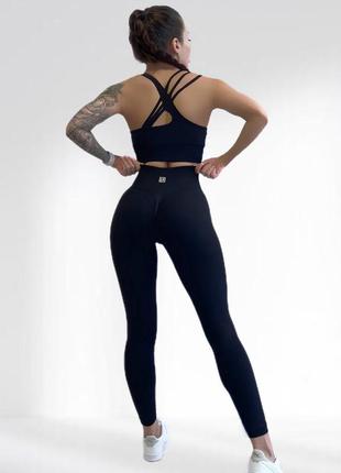 Костюм для фитнеса женский lilafit комплект лосины пуш ап и топ черный m (lfs000048)