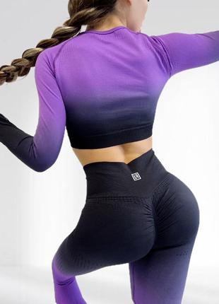 Костюм для фитнеса женский lilafit черно-фиолетовый градиент s (lfs000017)4 фото