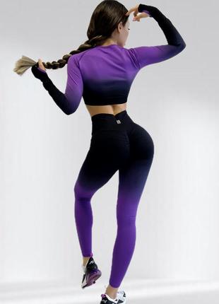 Костюм для фитнеса женский lilafit черно-фиолетовый градиент s (lfs000017)3 фото