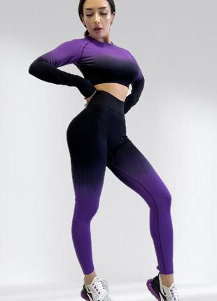 Костюм для фитнеса женский lilafit черно-фиолетовый градиент s (lfs000017)2 фото