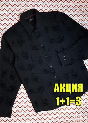 😉1+1=3 оригинальная черная рубашка с бархатным узором f&f, размер 48 - 50