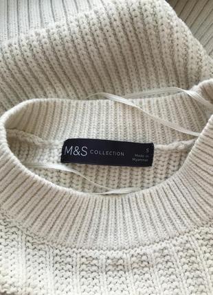 Хлопковый свитер цвета айвори marks&spencer белый свитер с косами джемпер белого цвета хлопок9 фото