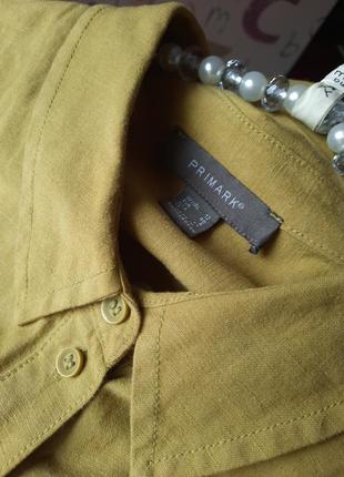 Лляна рубашка оверсайз горчична  льон/котон4 фото