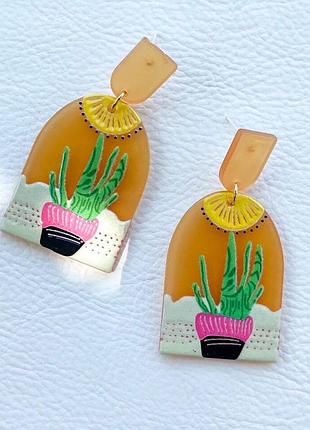 Арт-сережки з кактусом