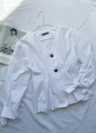 Рубашка, сорочка, белая, біла, базовая, базова, объемные рукава3 фото