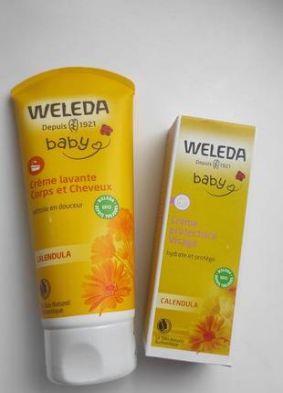 Weleda baby calendula шампунь крем-гель, детский крем веледа календула2 фото