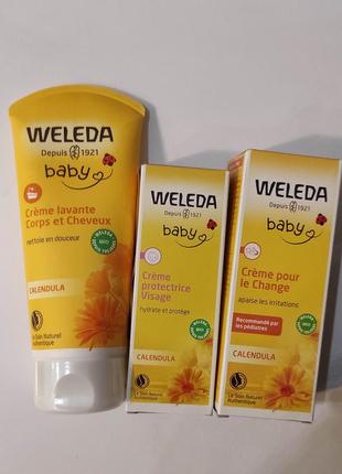 Weleda baby calendula шампунь крем-гель, детский крем веледа календула6 фото