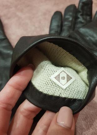 Кожаные перчатки цвет шоколад подклада шерсть