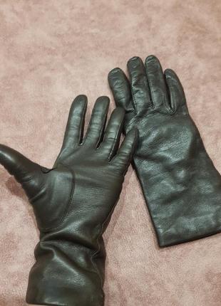 Шкіряні перчатки колір шоколад підклада вовна2 фото