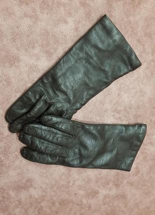 Кожаные перчатки цвет шоколад подклада шерсть