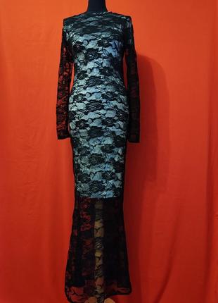 Платье макси прозрачное гипюровое