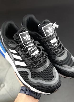 👟 кроссовки adidas zx750 hd черные с синим / наложка bs👟9 фото