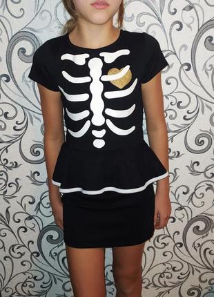 Школьное платье форма черное скелет
