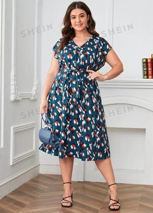 Платье миди в анималистический принт 4xl (без пояса)