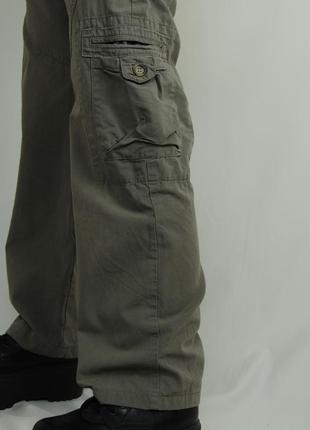 Карго штани сірі прямі широкі спортивні брюки джинси парашути cargo хакі зелені кишені реп оверсайз вільні в стилі diesel the north face nike вінтаж8 фото