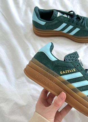 Женские кеды adidas gazelle зеленые2 фото