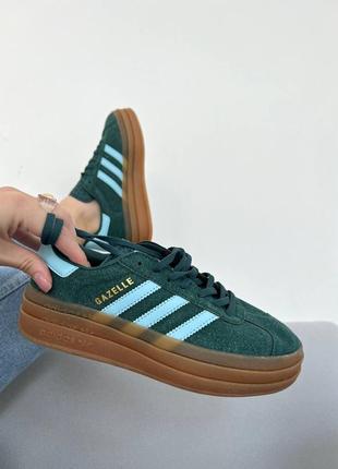 Женские кеды adidas gazelle зеленые4 фото