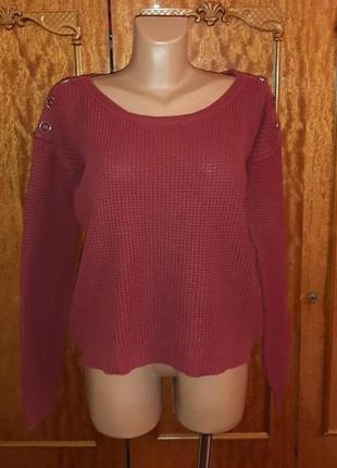 💝2+1=4 фирменный женский свитер бордо yessica, размер 46 - 482 фото