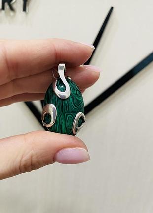 Срібна підвіска з малахітом 925 проба (серебро, срібло)