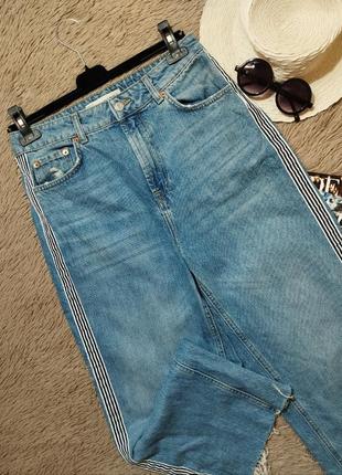 Крутые джинсовые кюлоты с лампасами2 фото