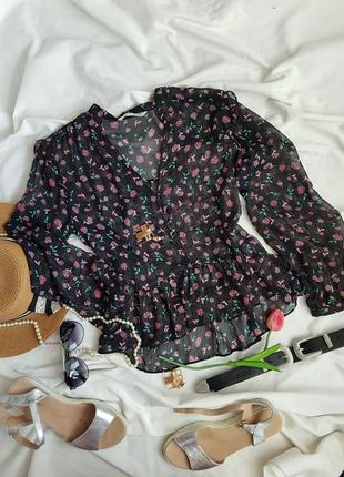 Шикарна шифонова блуза у квітковий принт zara