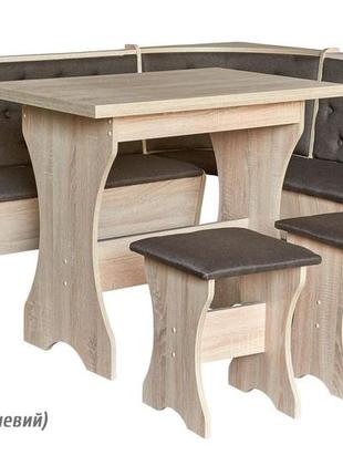 Комплект мебели для кухни - мягкий уголок, стол, 2 табурета - дуб самоа