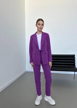Костюм классический 4-ка (пиджак + брюки+ремень+футболка) s-xl сливовый (фиолетовый)
