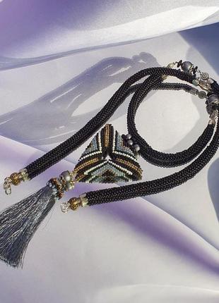 Ожерелье "wind force" в стиле бохо / лариат из бисера женский в этно стиле1 фото