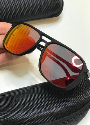 Мужские солнцезащитные очки porsche polarized  черные матовые с оранжевыми линзами квадратные со шторкой2 фото