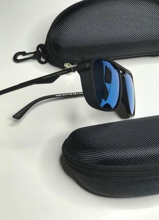 Мужские солнцезащитные очки porsche polarized  черные матовые с оранжевыми линзами квадратные со шторкой8 фото