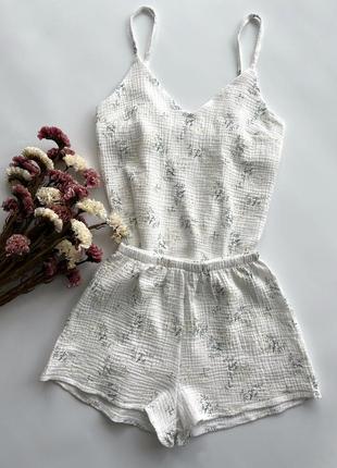 Легка піжамка майка та шорти мімоза