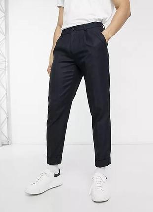 Укороченные классические в полоску брюки burton menswear london tapered1 фото