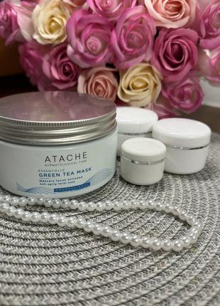 Mask green atache green tea маска від набряків заспокійлива маска / маска з зеленим чаєм