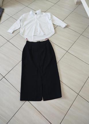 Черная макси юбка юбка костюмная с разрезами2 фото