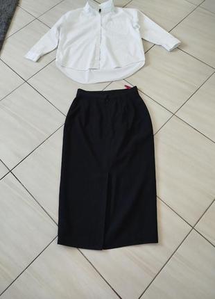 Черная макси юбка юбка костюмная с разрезами4 фото
